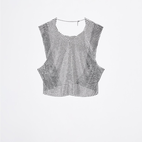 GORGEOUS ZARA NWT Open Back Rhinestone Top - Picture 9 of 14